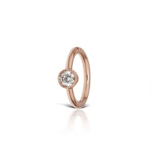 18k Rose Gold and Diamond Hoop Earring